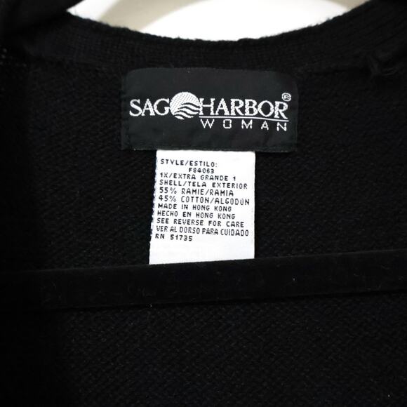 Vintage Sag Harbor Black Brown Argyle Sweater Vest 1X Dark Academia Preppy 80s - Picture 3 of 5